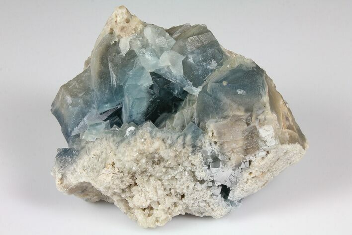 Stormy-Day Blue, Cubic Fluorite Crystal Cluster - Sicily, Italy #183795